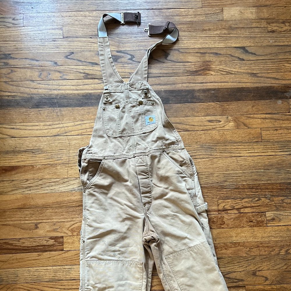 Carhartt Brown Duck Bib Quilted Insulated Overalls 32 X 32